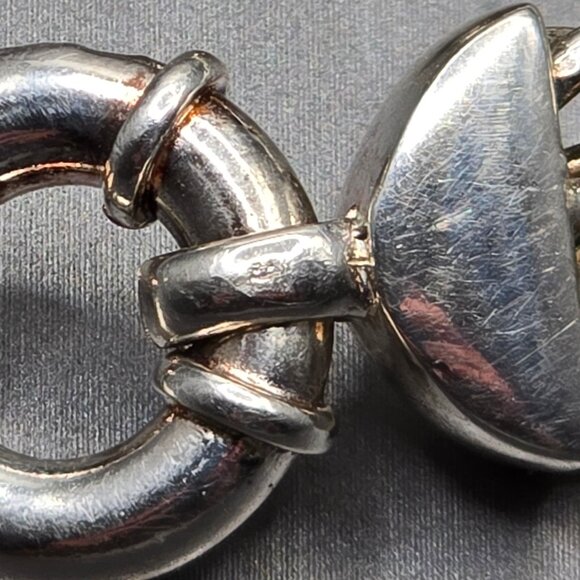 Sterling Silver 925 Italian Byzantine Chain Bracelet 7" Signed B 27.53g Bold - Picture 6 of 12